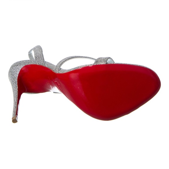 Christian Louboutin Emilie 100 Slingback Sandals Heels Shoes Silver Glitter 36.5 - Picture 5 of 16